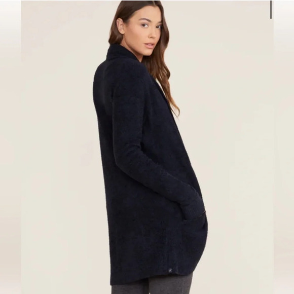 Barefoot Dreams CozyChic Lite Circle Cardigan in Black / Dark Grey Size Medium - Picture 3 of 8